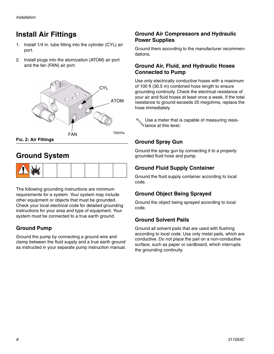 Install air fittings, Ground system | HP 288048 User Manual | Page 6 / 30