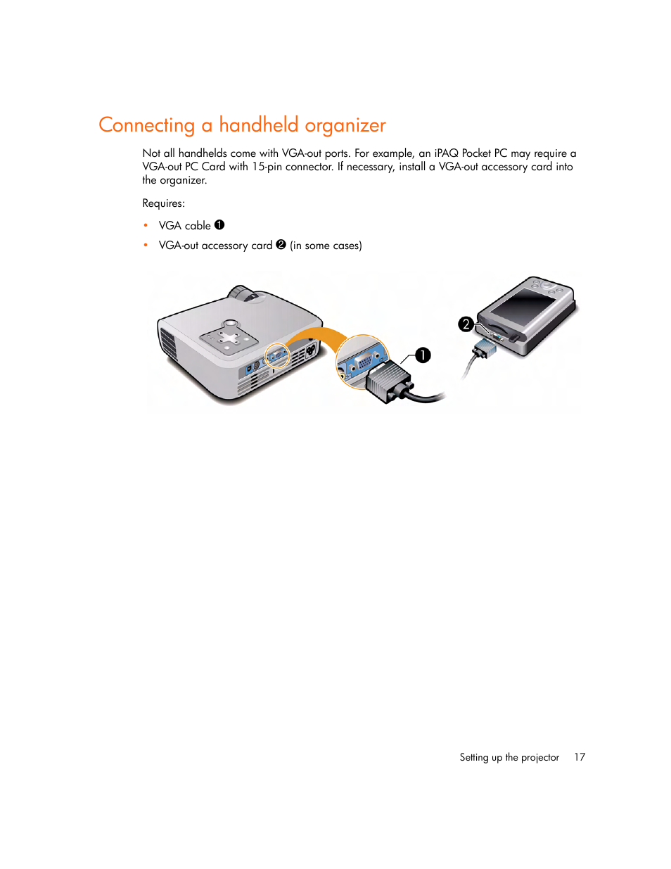 Connecting a handheld organizer | HP Digital mp2210 User Manual | Page 17 / 64