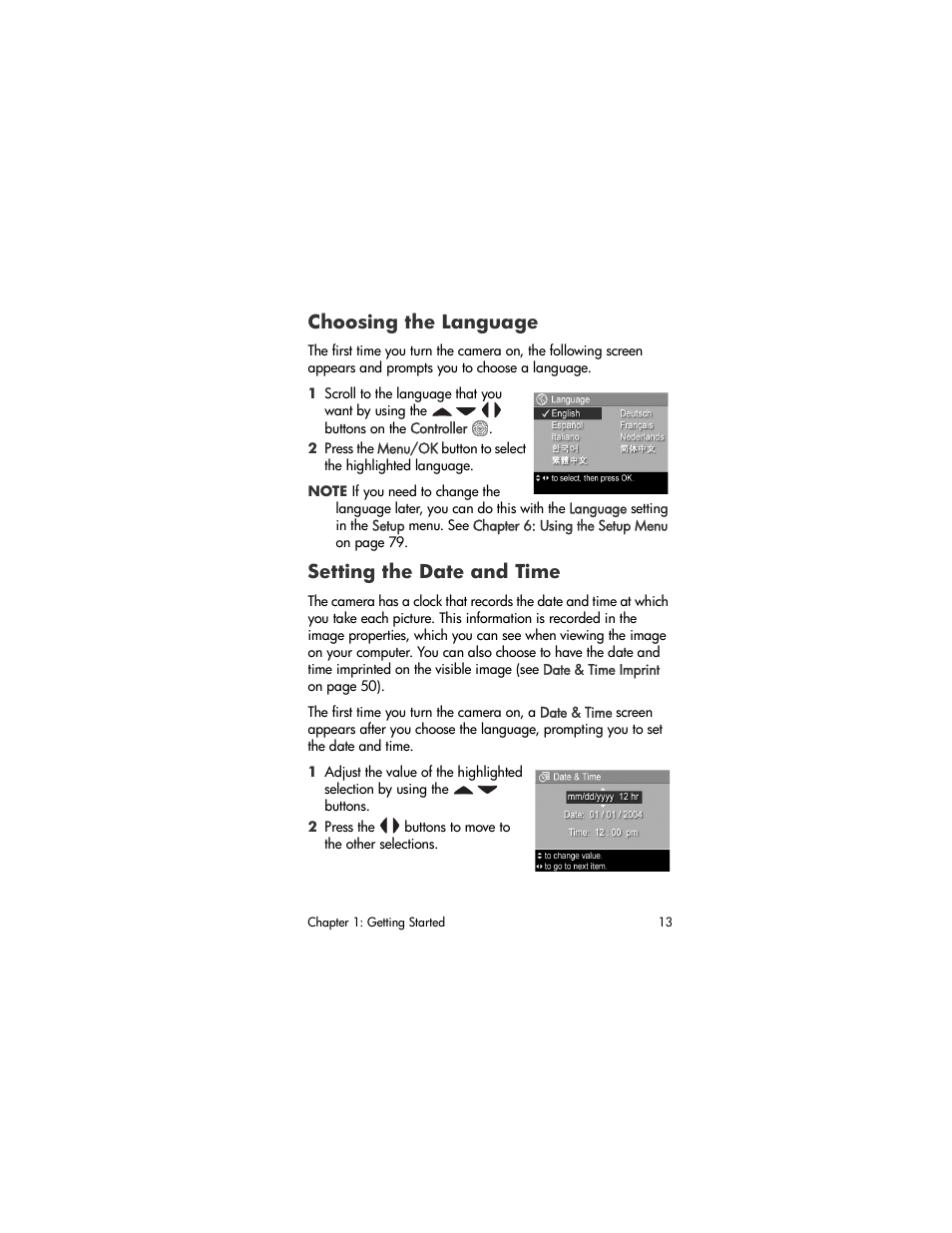 Choosing the language, Setting the date and time | HP M305/M307 User Manual | Page 13 / 154