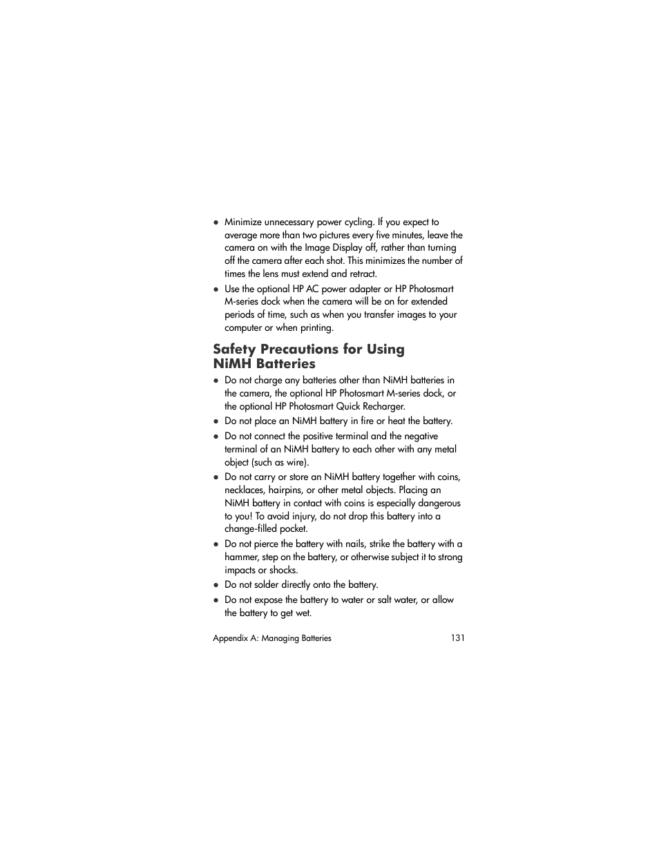 Safety precautions for using nimh batteries | HP M305/M307 User Manual | Page 131 / 154