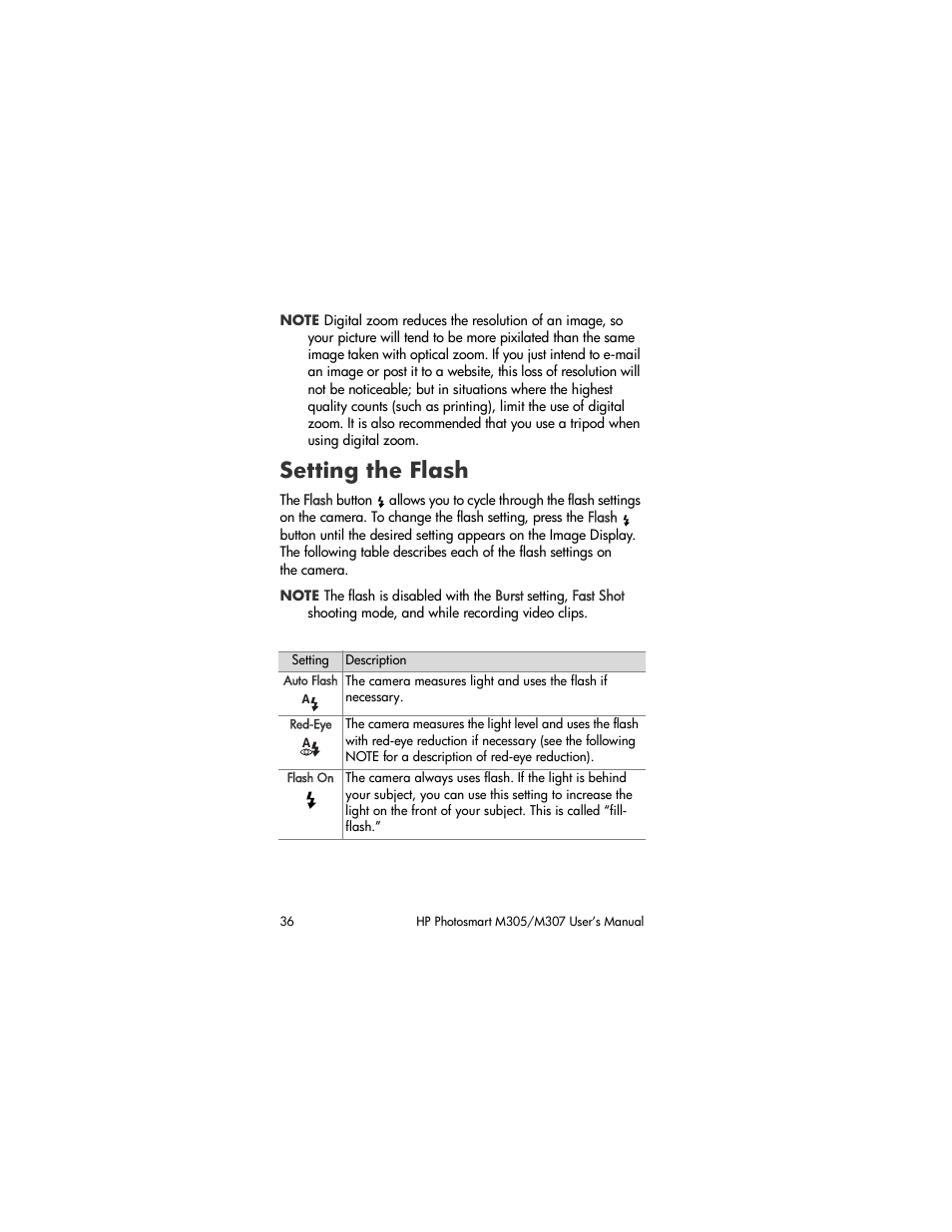 Setting the flash | HP M305/M307 User Manual | Page 36 / 154