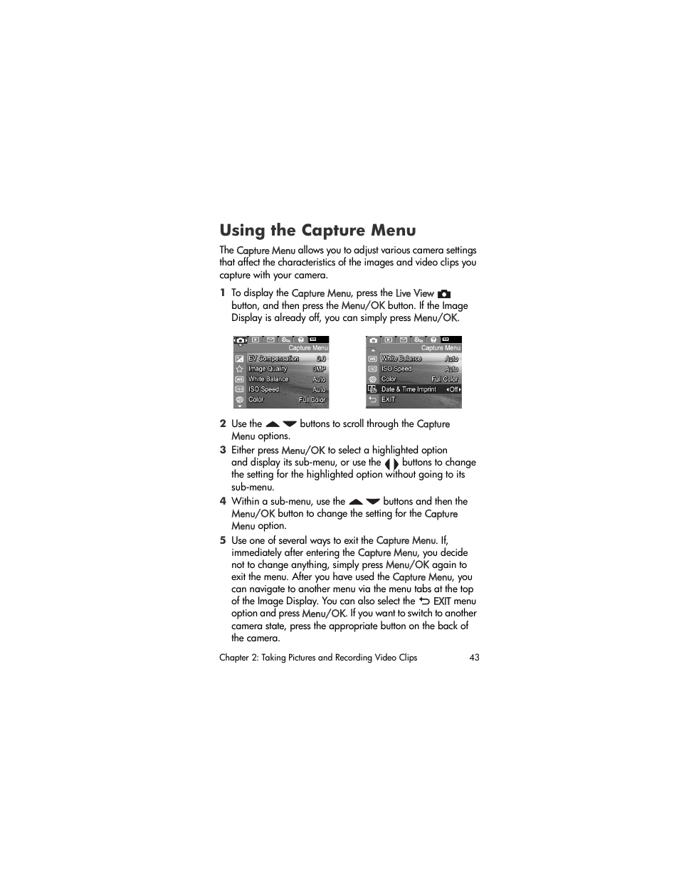 Using the capture menu, Using the, Capture menu | HP M305/M307 User Manual | Page 43 / 154