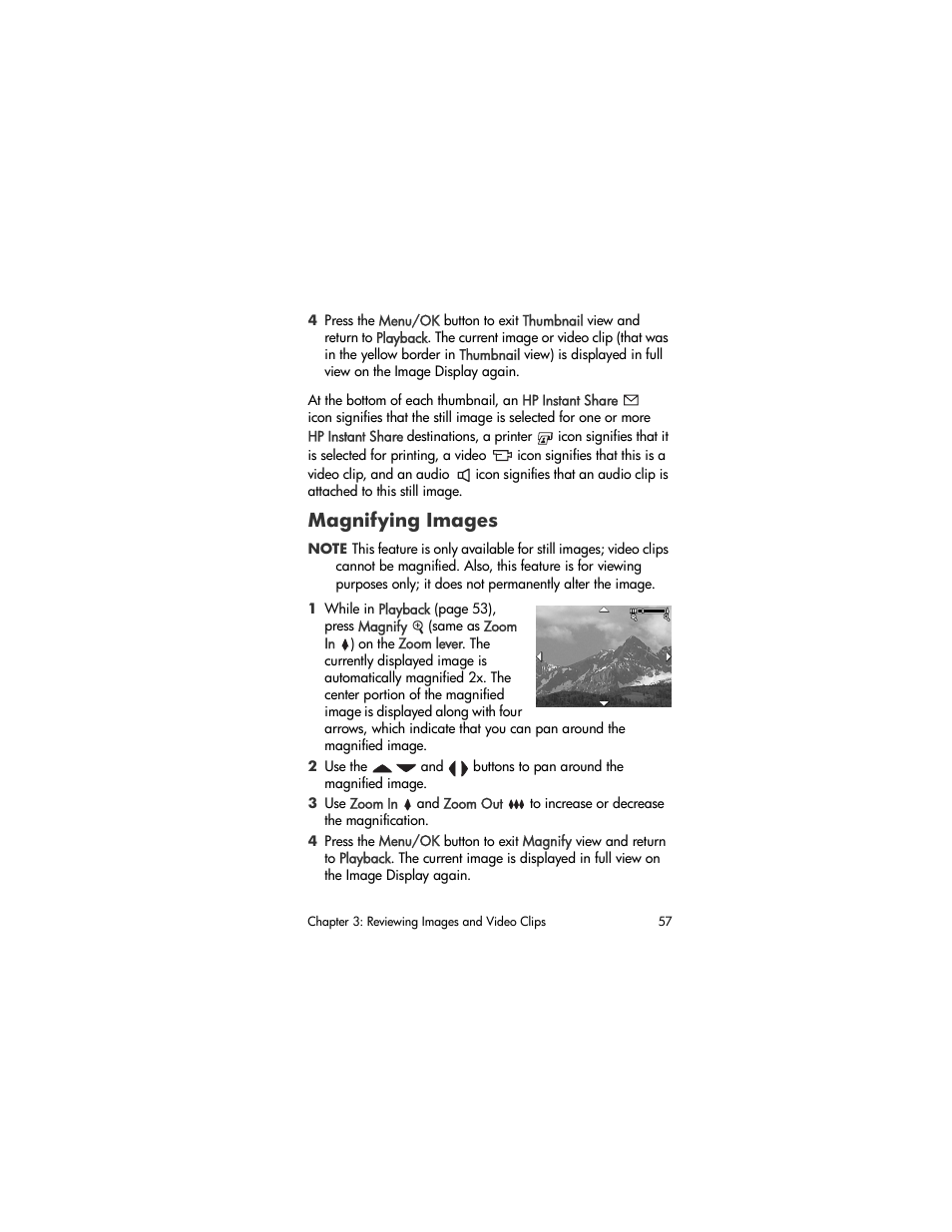Magnifying images, Magnifying, Images | HP M305/M307 User Manual | Page 57 / 154