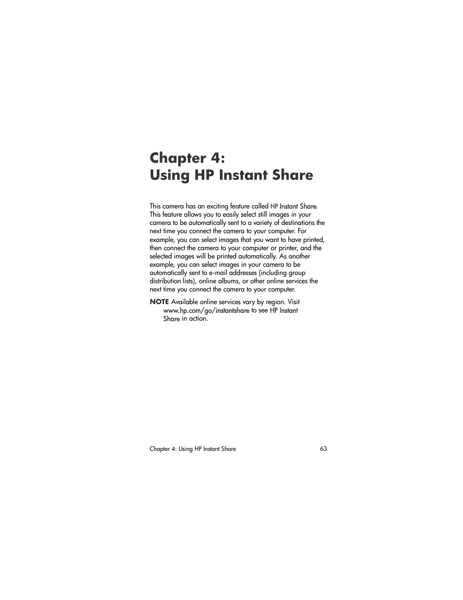 Chapter 4: using hp instant share, Chapter, Using hp instant share | Chapter 4 | HP M305/M307 User Manual | Page 63 / 154