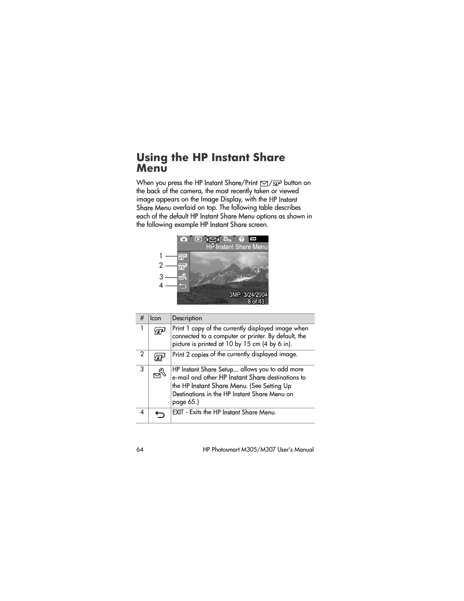 Using the hp instant share menu | HP M305/M307 User Manual | Page 64 / 154