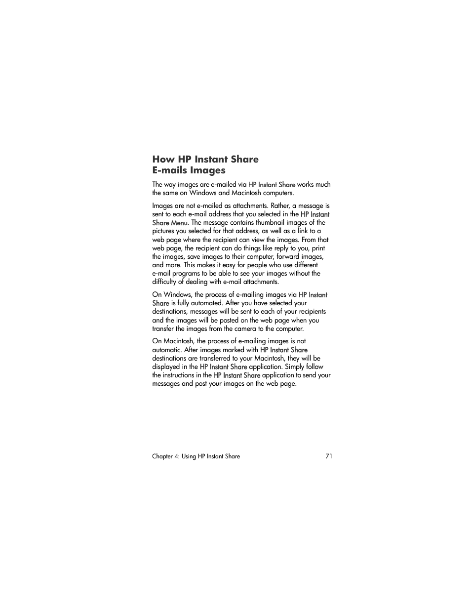 How hp instant share e-mails images | HP M305/M307 User Manual | Page 71 / 154