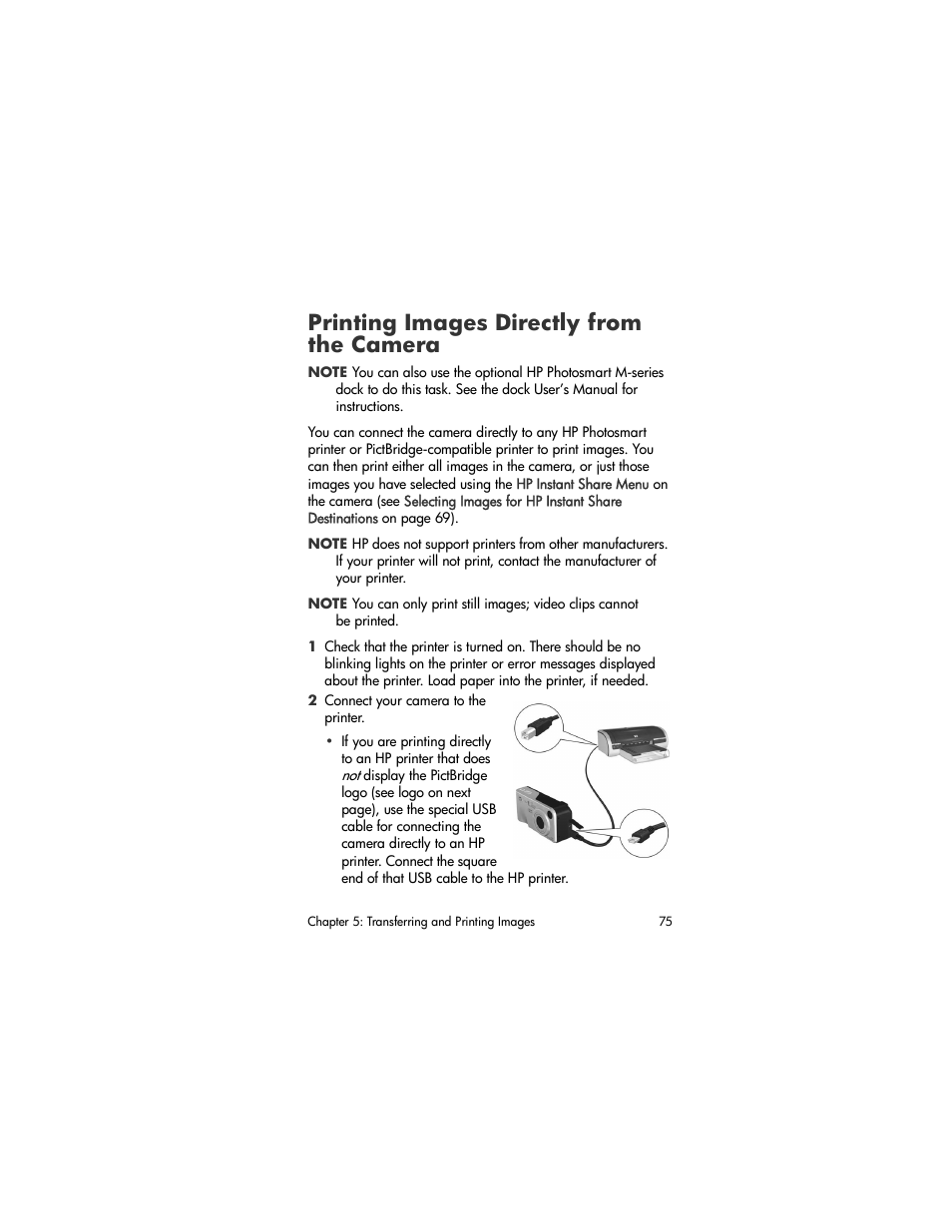 Printing images directly from the camera | HP M305/M307 User Manual | Page 75 / 154