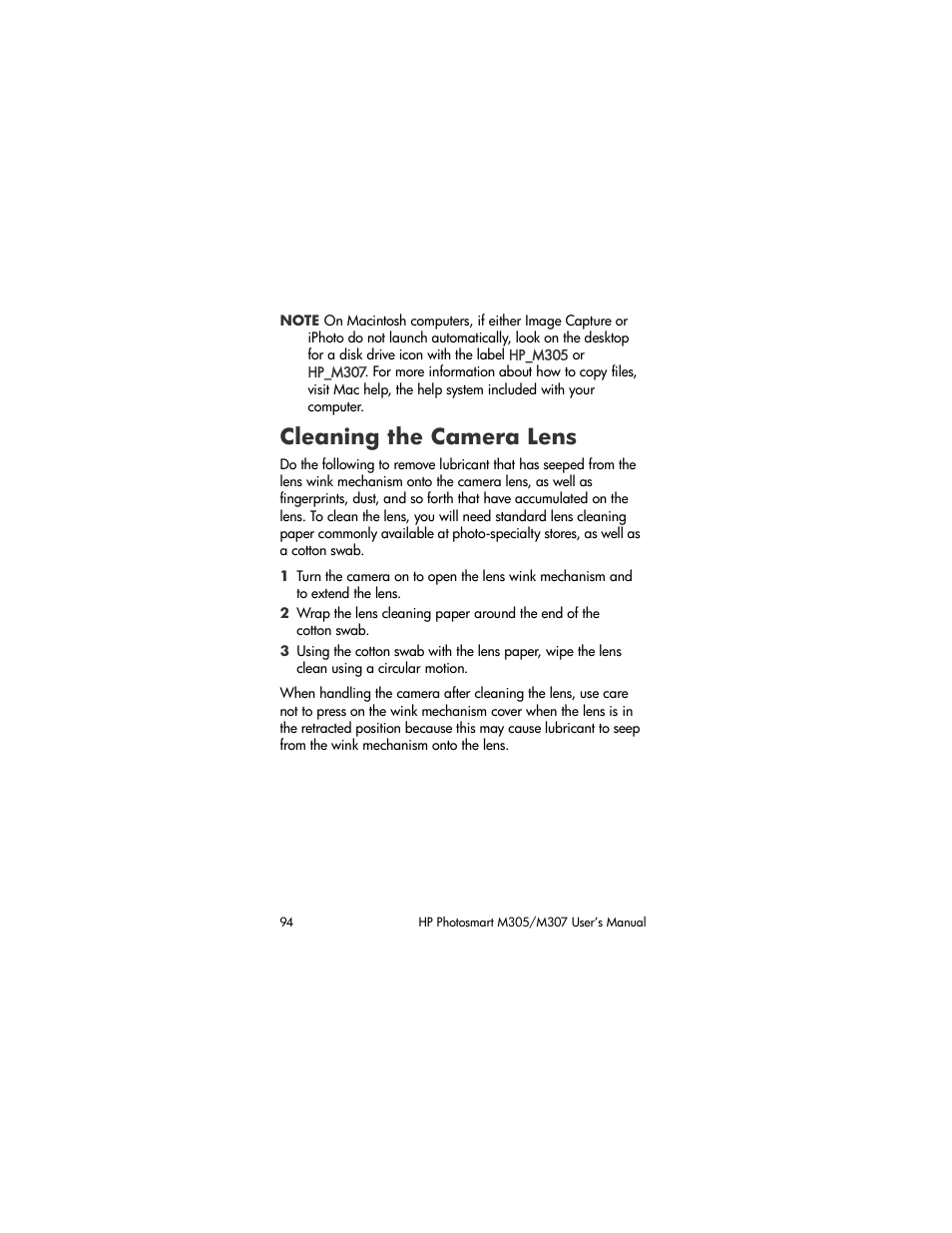 Cleaning the camera lens | HP M305/M307 User Manual | Page 94 / 154