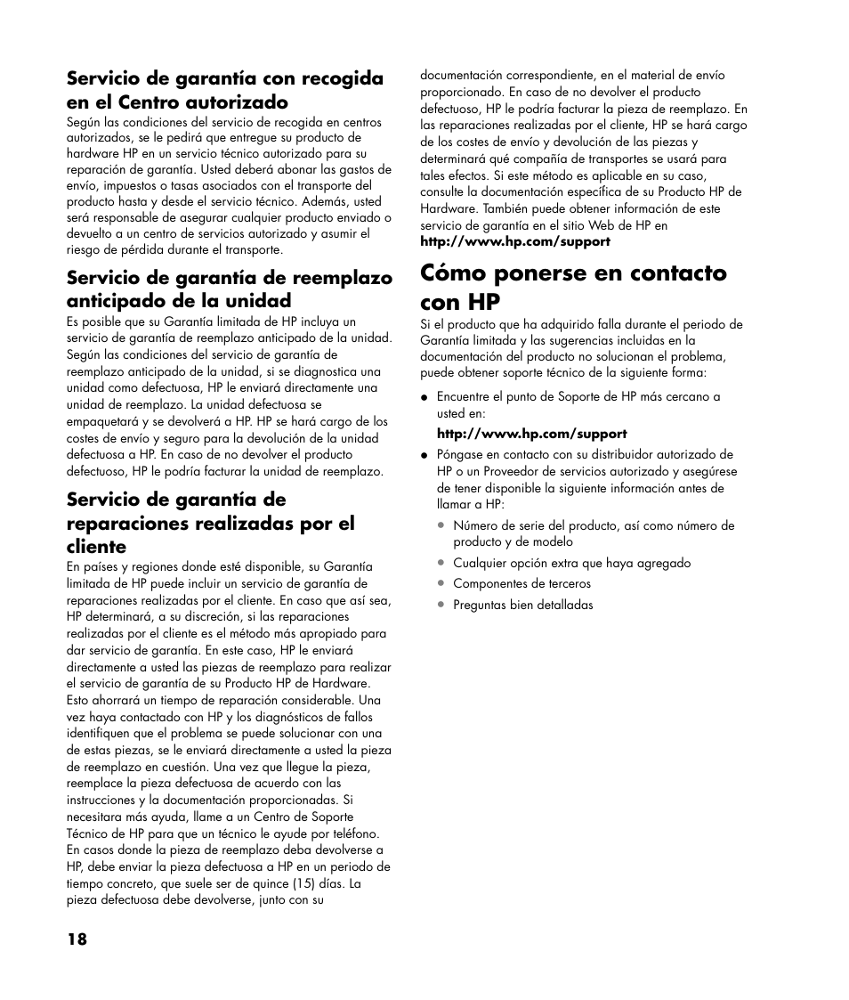 Cómo ponerse en contacto con hp | HP Pavilion SLC3200N User Manual | Page 18 / 20