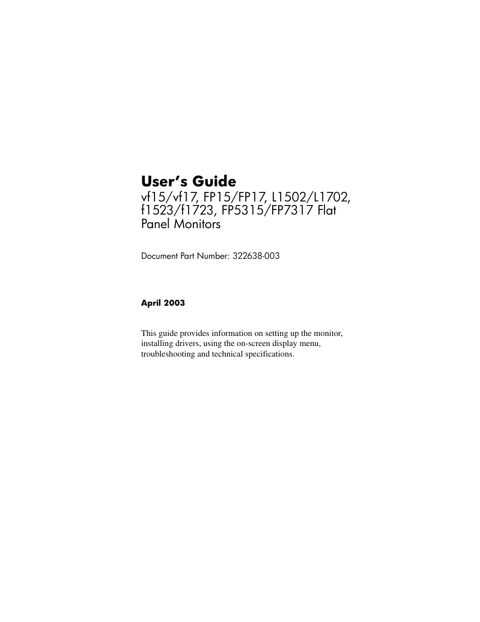 HP vf17 User Manual | 45 pages