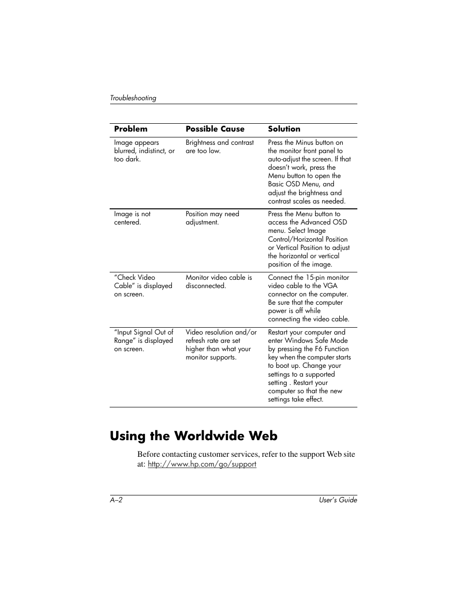 Using the worldwide web | HP vf17 User Manual | Page 32 / 45