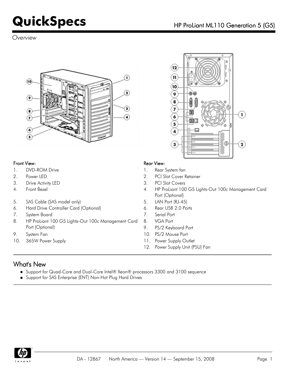 HP ProLiant ML110 G5 User Manual | 32 pages