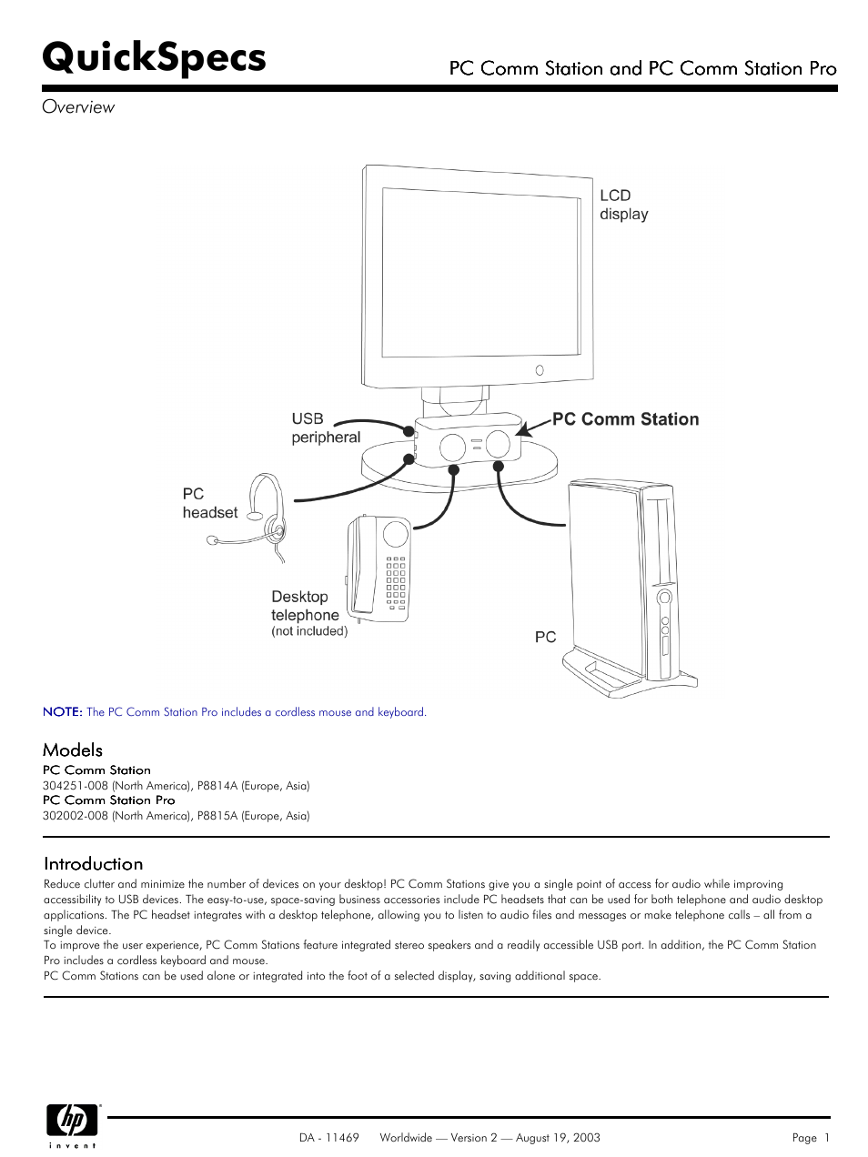 HP PC Comm Station Pro P8814A (Europe User Manual | 5 pages