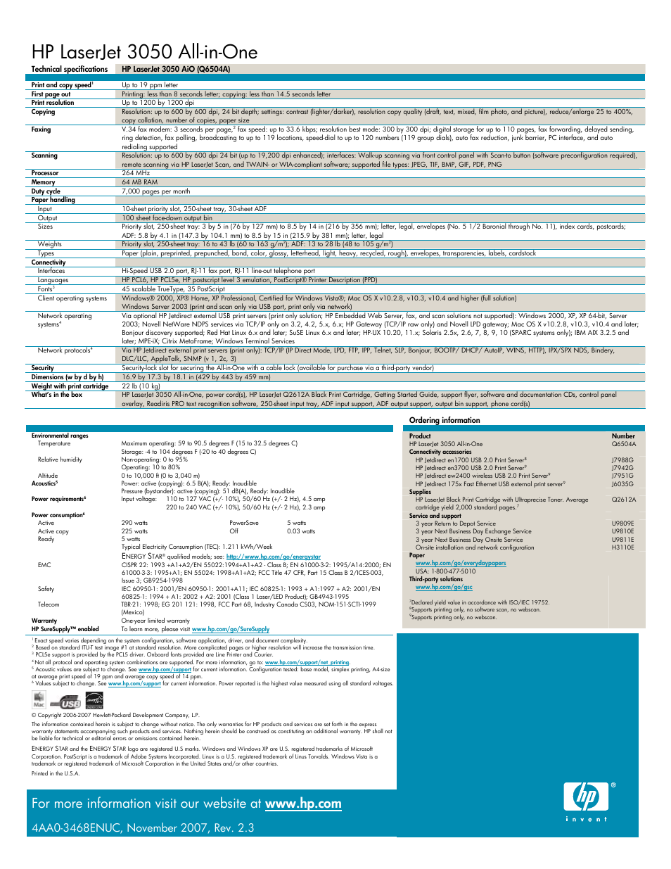 Hp laserjet 3050 all-in-one | HP LaserJet 3050 User Manual | Page 4 / 4