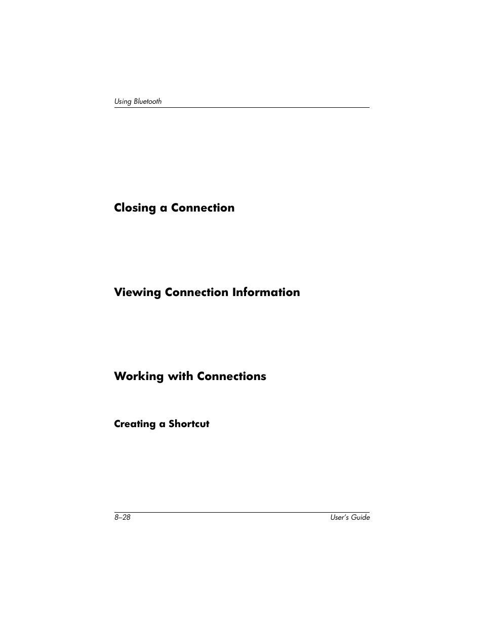 Closing a connection, Viewing connection information, Working with connections | HP H1940  EN User Manual | Page 102 / 127