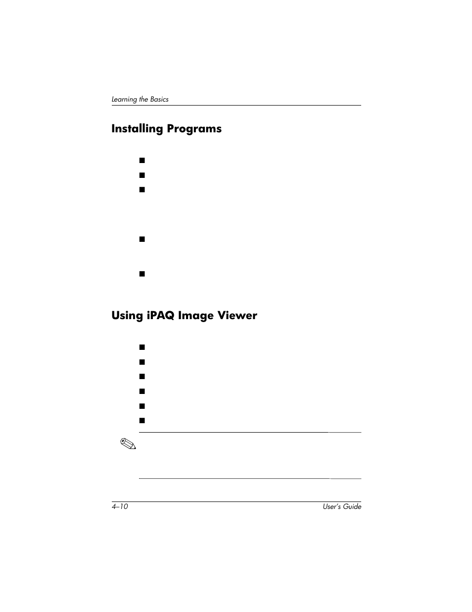 Installing programs, Using ipaq image viewer | HP H1940  EN User Manual | Page 46 / 127