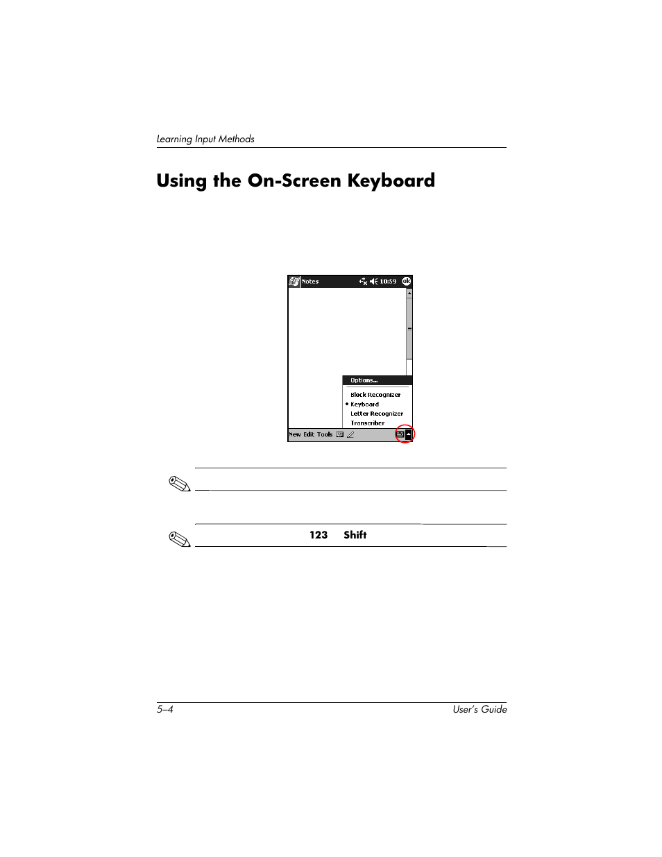 Using the on-screen keyboard | HP H1940  EN User Manual | Page 60 / 127