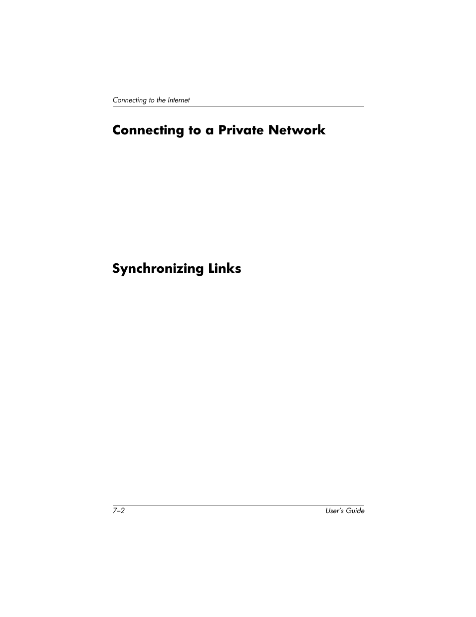 Connecting to a private network, Synchronizing links | HP H1940  EN User Manual | Page 72 / 127
