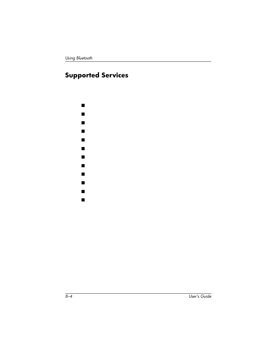 Supported services | HP H1940  EN User Manual | Page 78 / 127