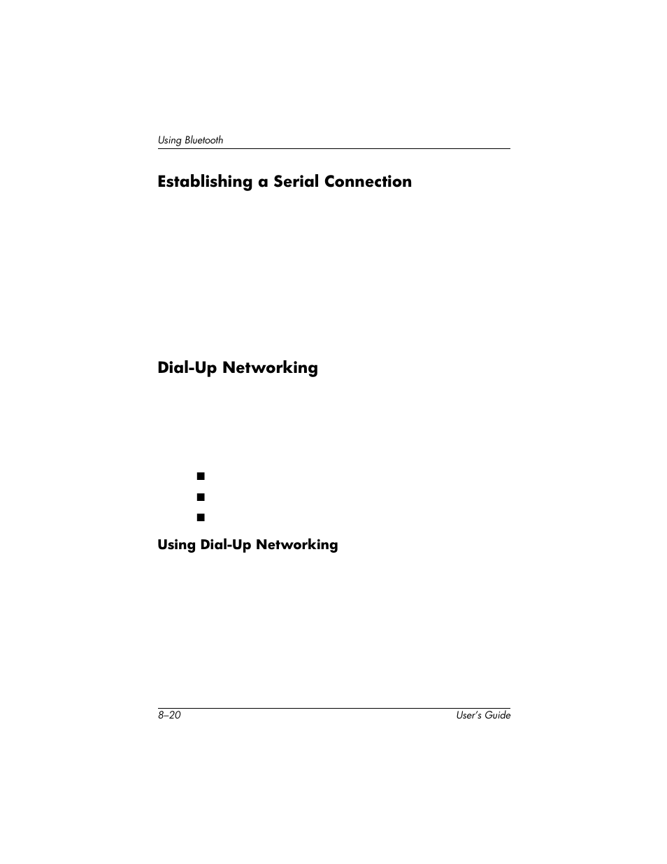 Establishing a serial connection, Dial-up networking | HP H1940  EN User Manual | Page 94 / 127