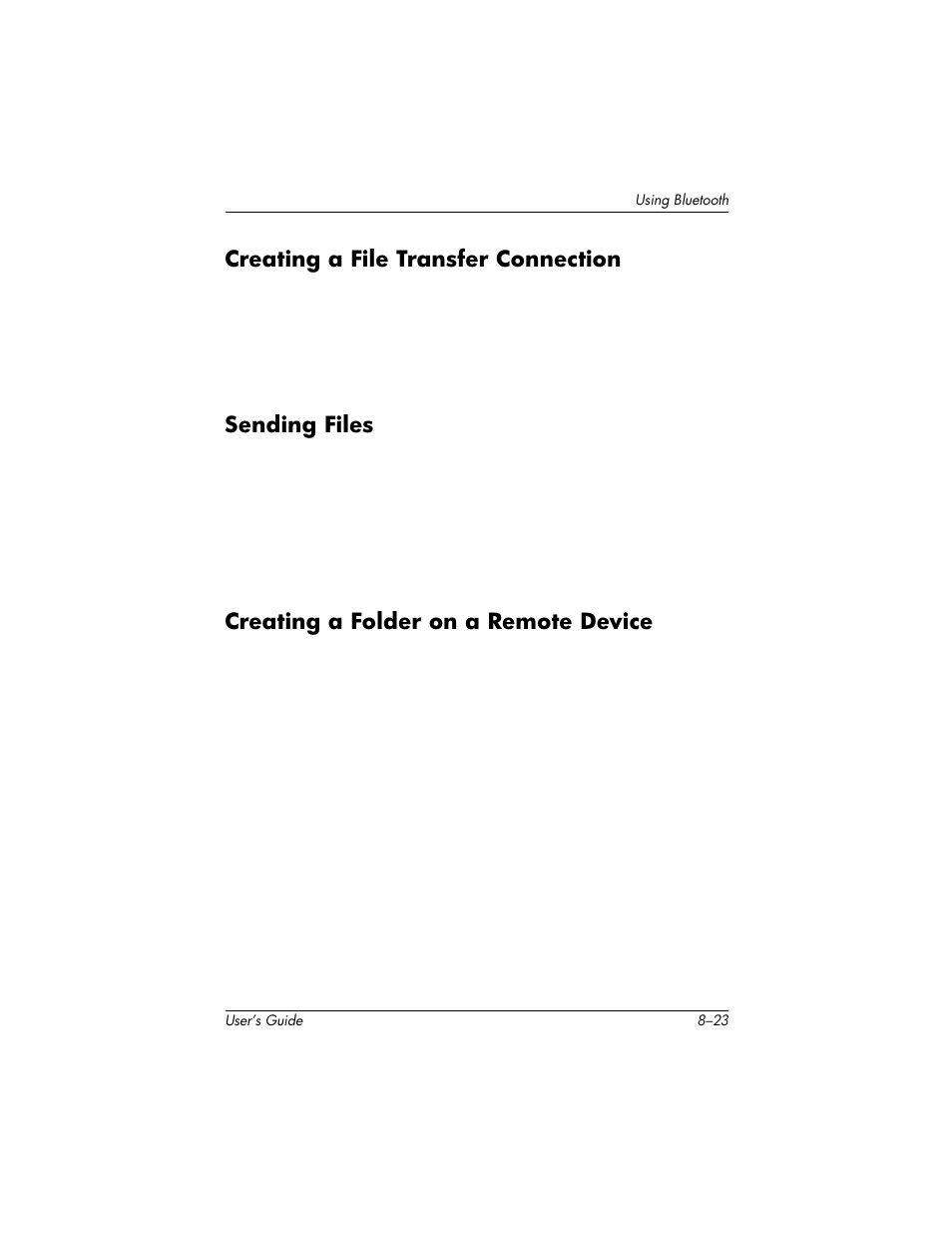 Creating a file transfer connection, Sending files, Creating a folder on a remote device | HP H1940  EN User Manual | Page 97 / 127