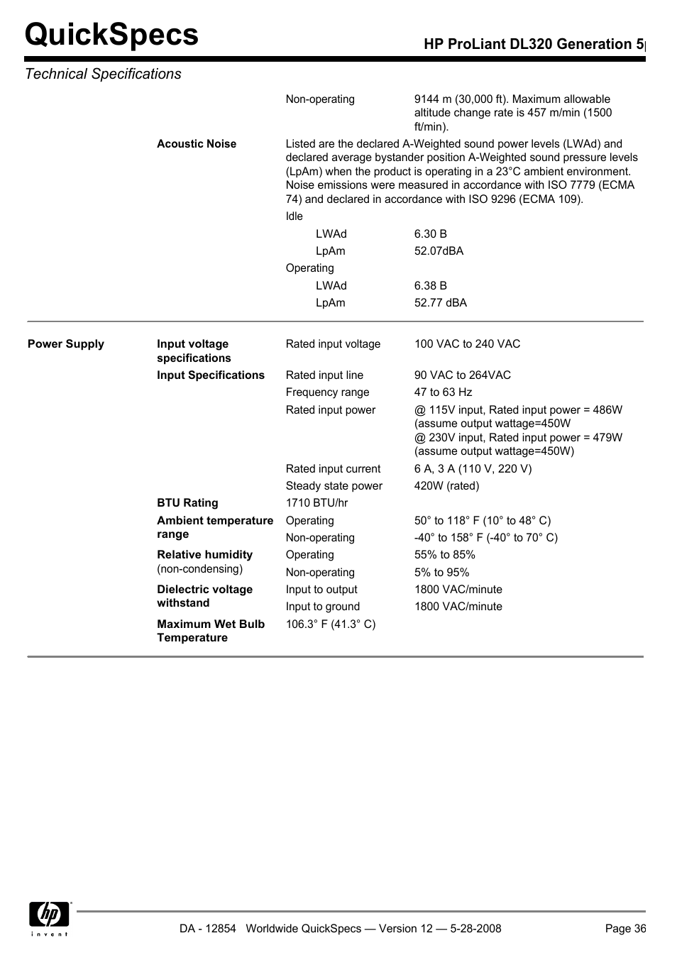 Quickspecs | HP ProLiant PC2-6400 User Manual | Page 36 / 38