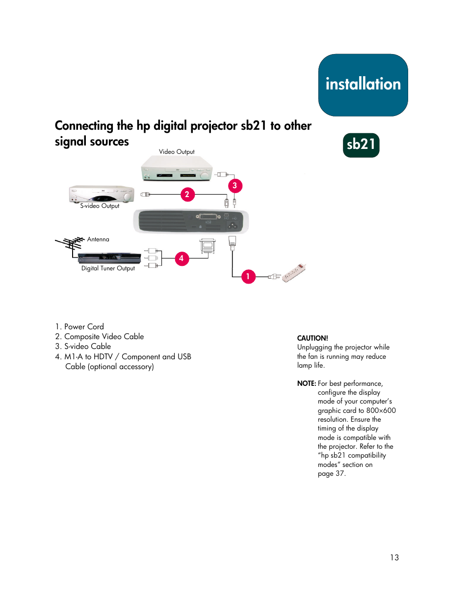 Installation, Sb21 | HP xb31 User Manual | Page 13 / 42