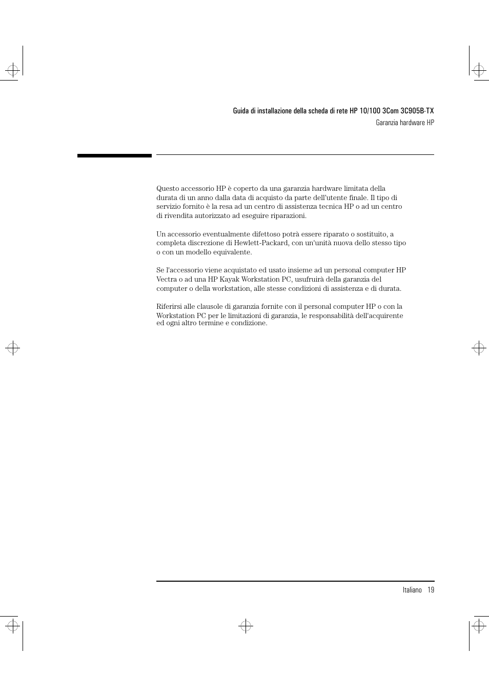 Garanzia hardware hp | HP 3C905B-TX User Manual | Page 107 / 110