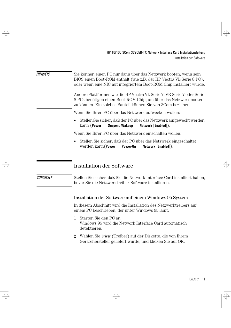 Installation der software | HP 3C905B-TX User Manual | Page 35 / 110