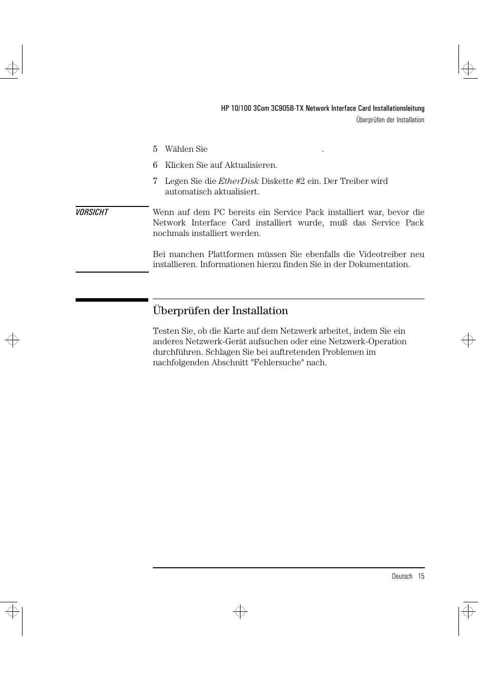 Überprüfen der installation | HP 3C905B-TX User Manual | Page 39 / 110