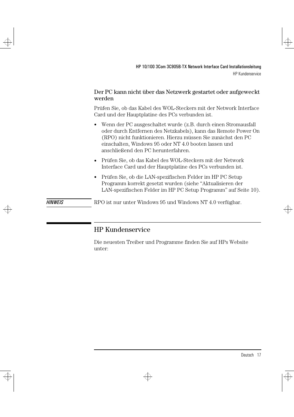 Hp kundenservice | HP 3C905B-TX User Manual | Page 41 / 110