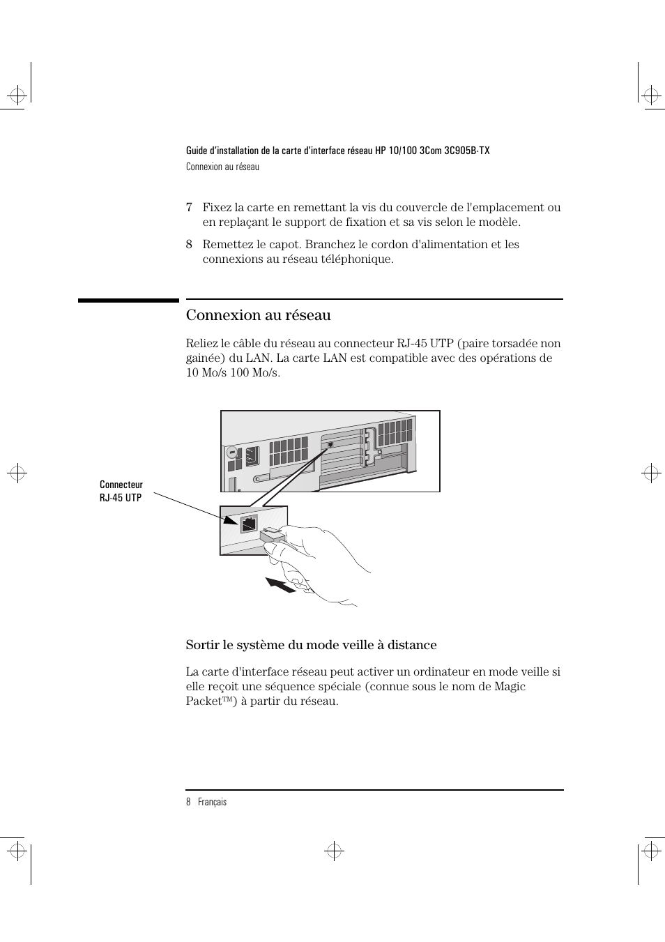 Connexion au réseau | HP 3C905B-TX User Manual | Page 54 / 110