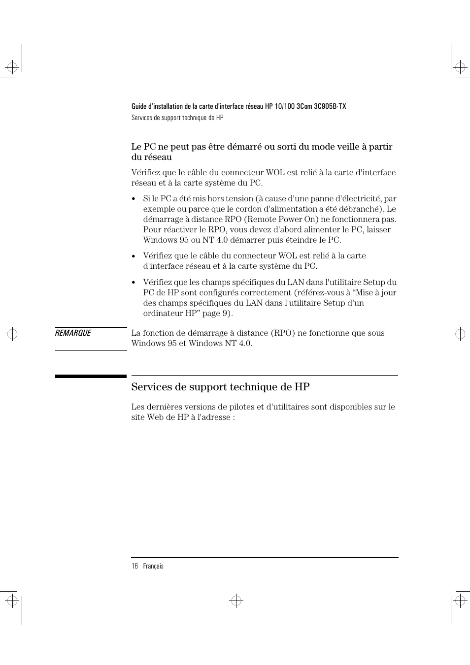 Services de support technique de hp | HP 3C905B-TX User Manual | Page 62 / 110