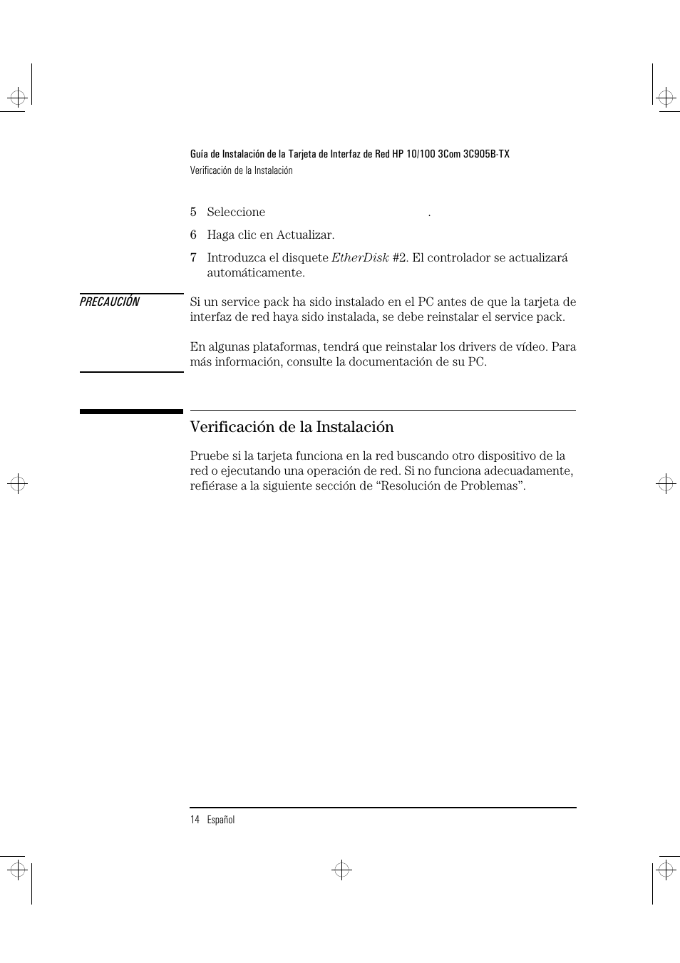 Verificación de la instalación | HP 3C905B-TX User Manual | Page 80 / 110