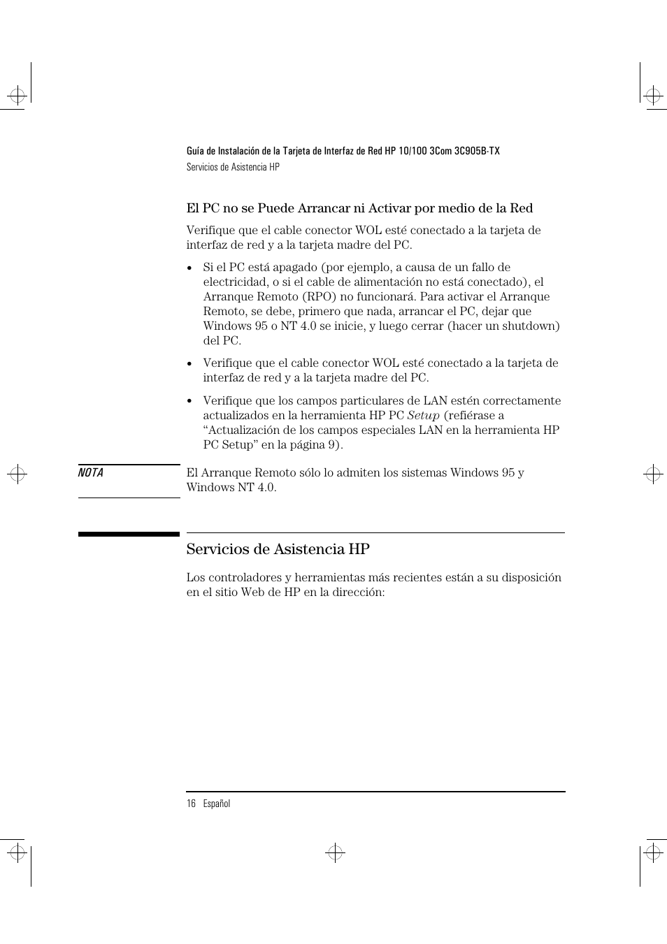 Servicios de asistencia hp | HP 3C905B-TX User Manual | Page 82 / 110