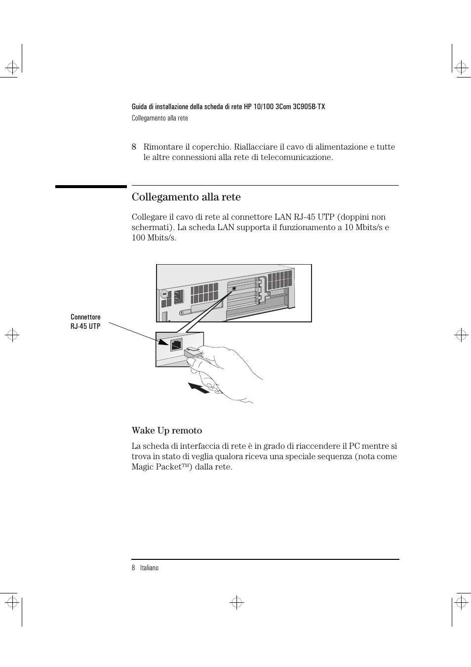 Collegamento alla rete | HP 3C905B-TX User Manual | Page 96 / 110