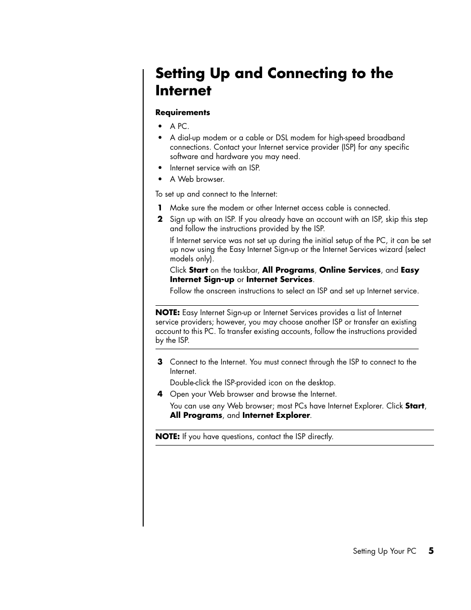 Setting up and connecting to the internet | HP PC User Manual | Page 11 / 120