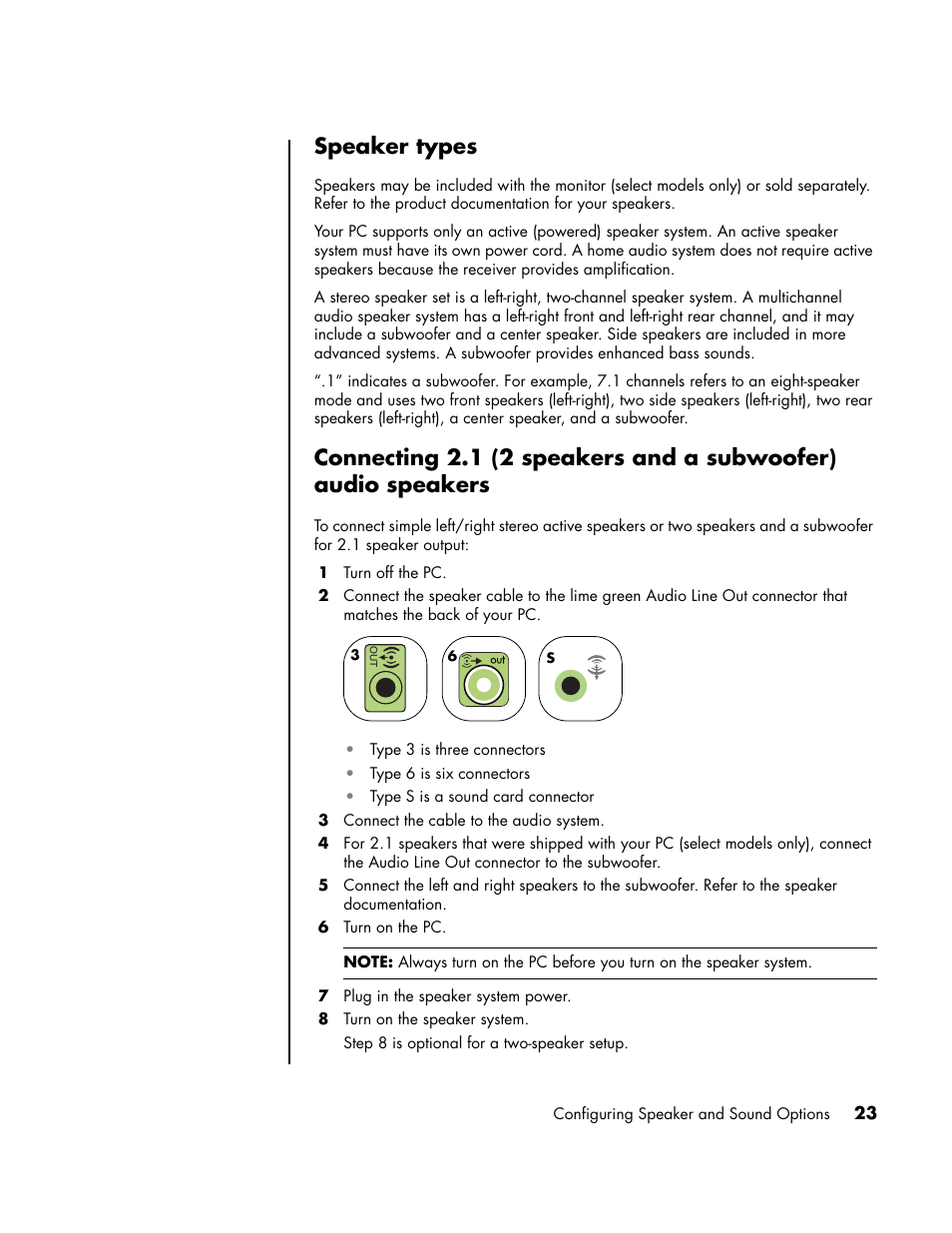 Speaker types | HP PC User Manual | Page 29 / 120