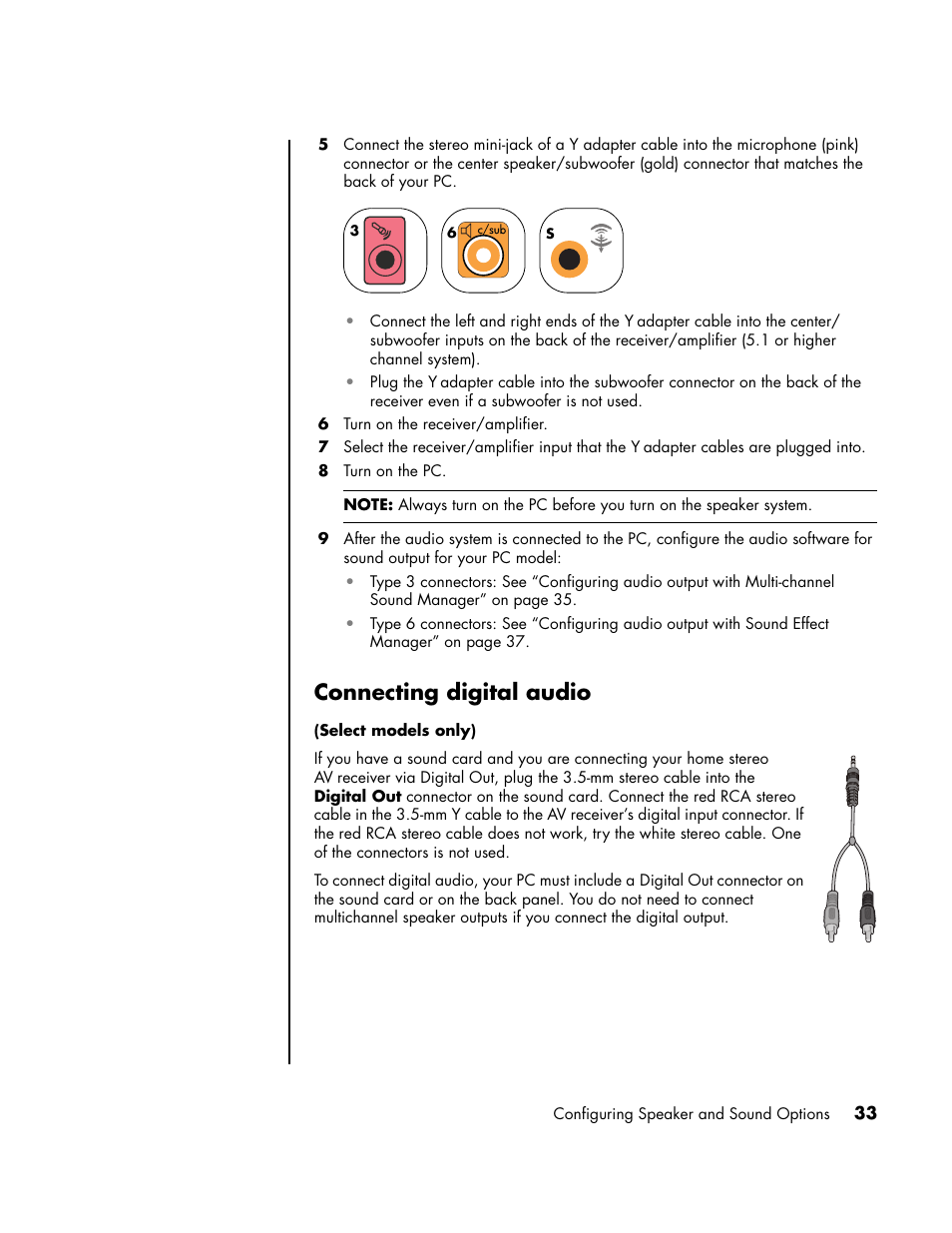 Connecting digital audio | HP PC User Manual | Page 39 / 120