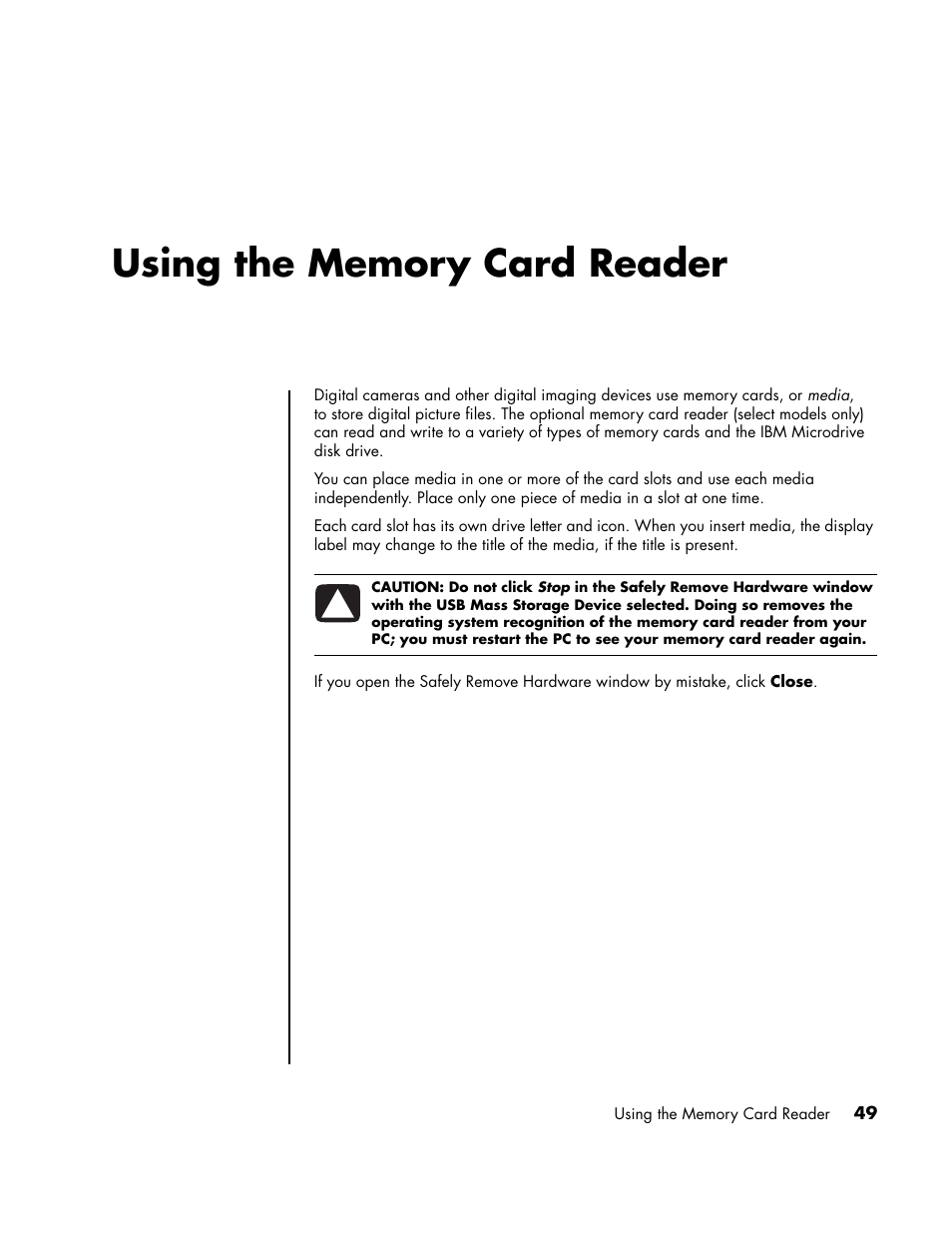 Using the memory card reader | HP PC User Manual | Page 55 / 120