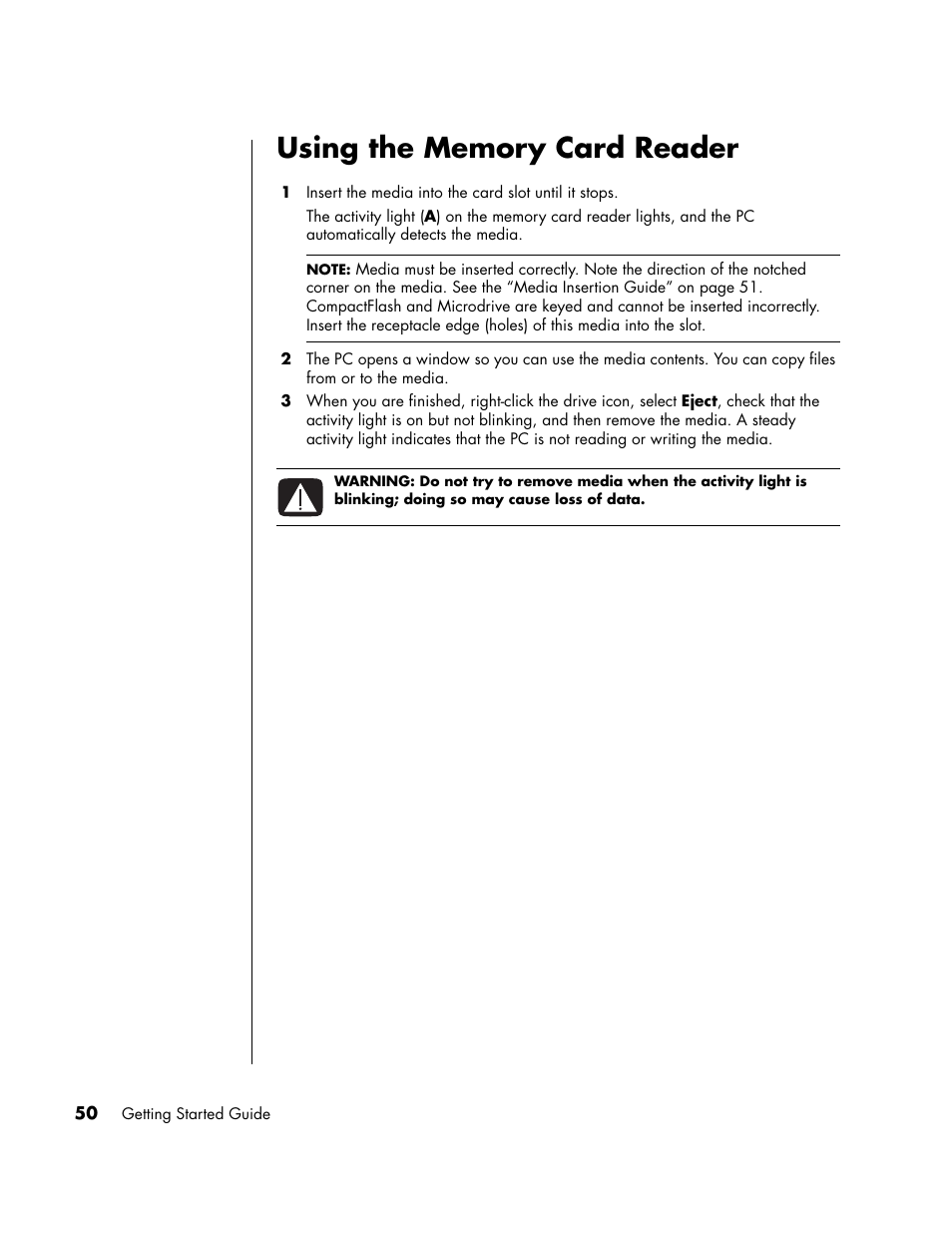 Using the memory card reader | HP PC User Manual | Page 56 / 120