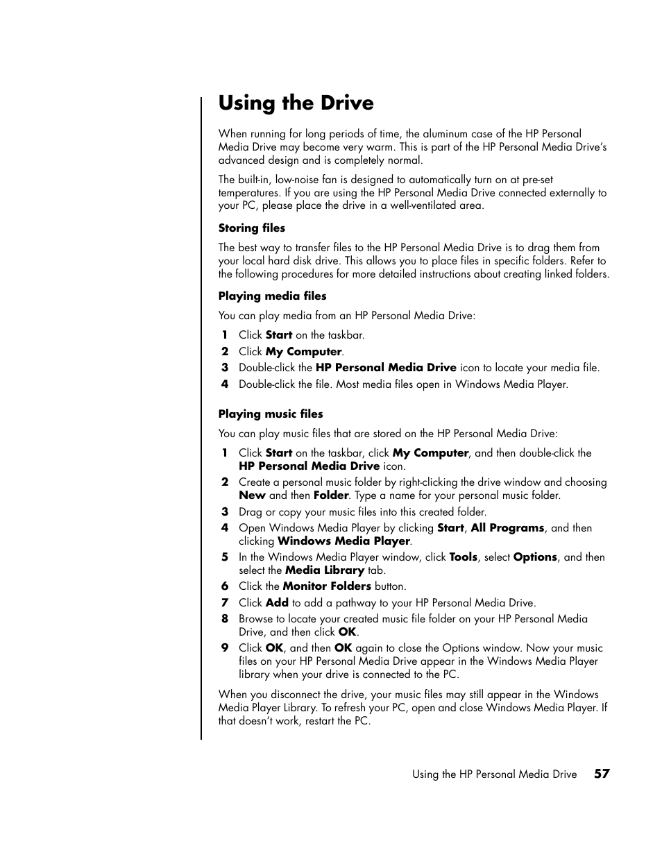 Using the drive | HP PC User Manual | Page 63 / 120