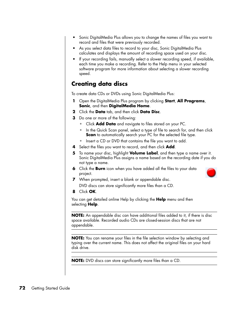 Creating data discs | HP PC User Manual | Page 78 / 120