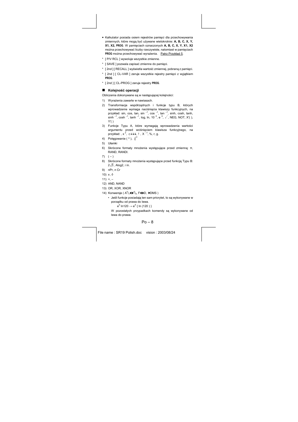 Po – 8 | CITIZEN SRP-280 User Manual | Page 168 / 200