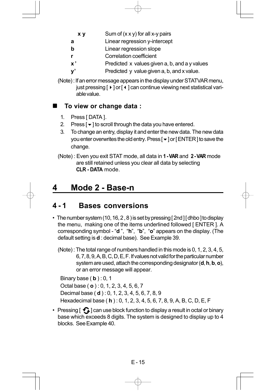 4mode 2 - base-n, 4 - 1 bases conversions | CITIZEN SRP-280 User Manual | Page 17 / 200
