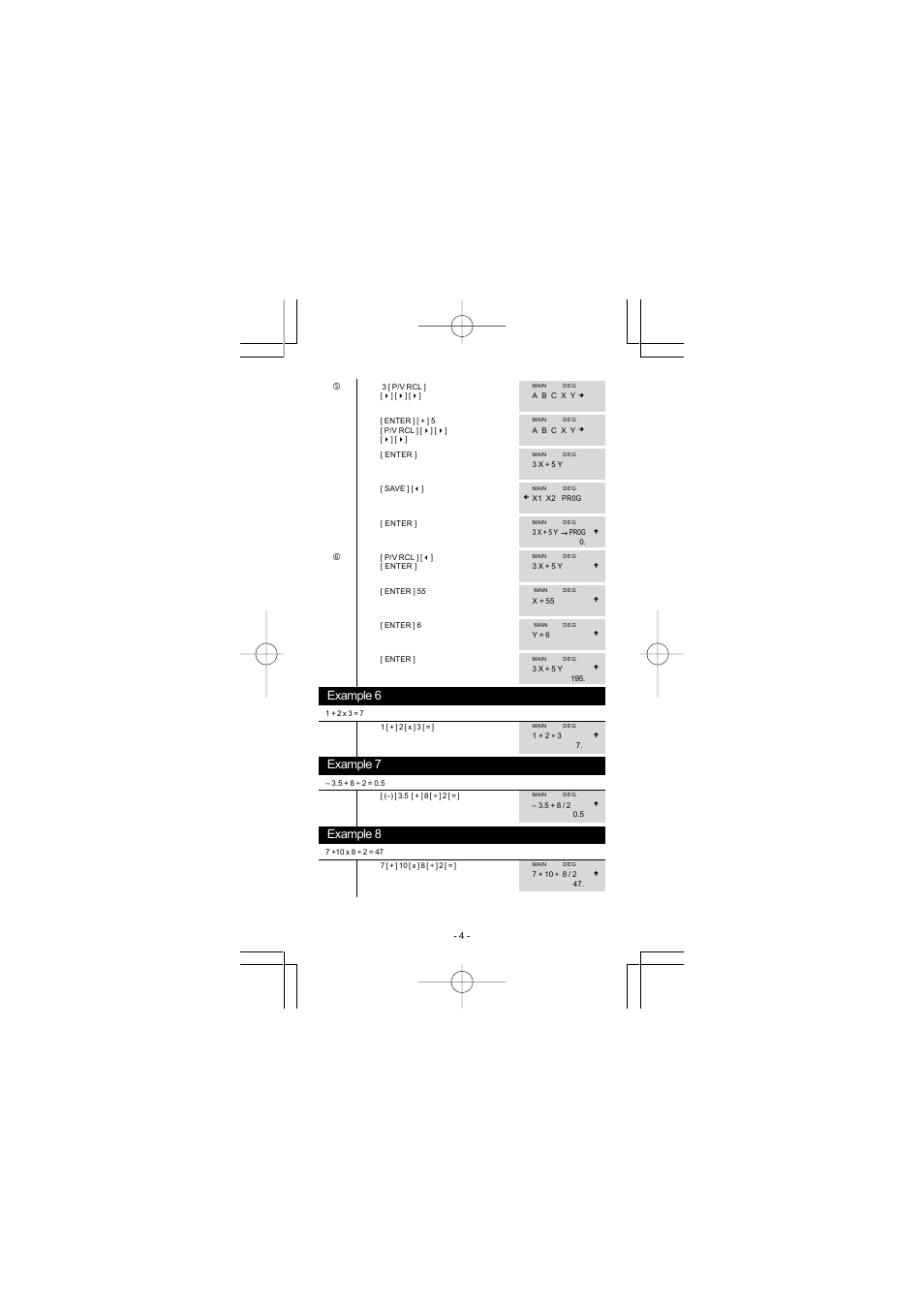 Example 6, Example 7, Example 8 | CITIZEN SRP-280 User Manual | Page 184 / 200