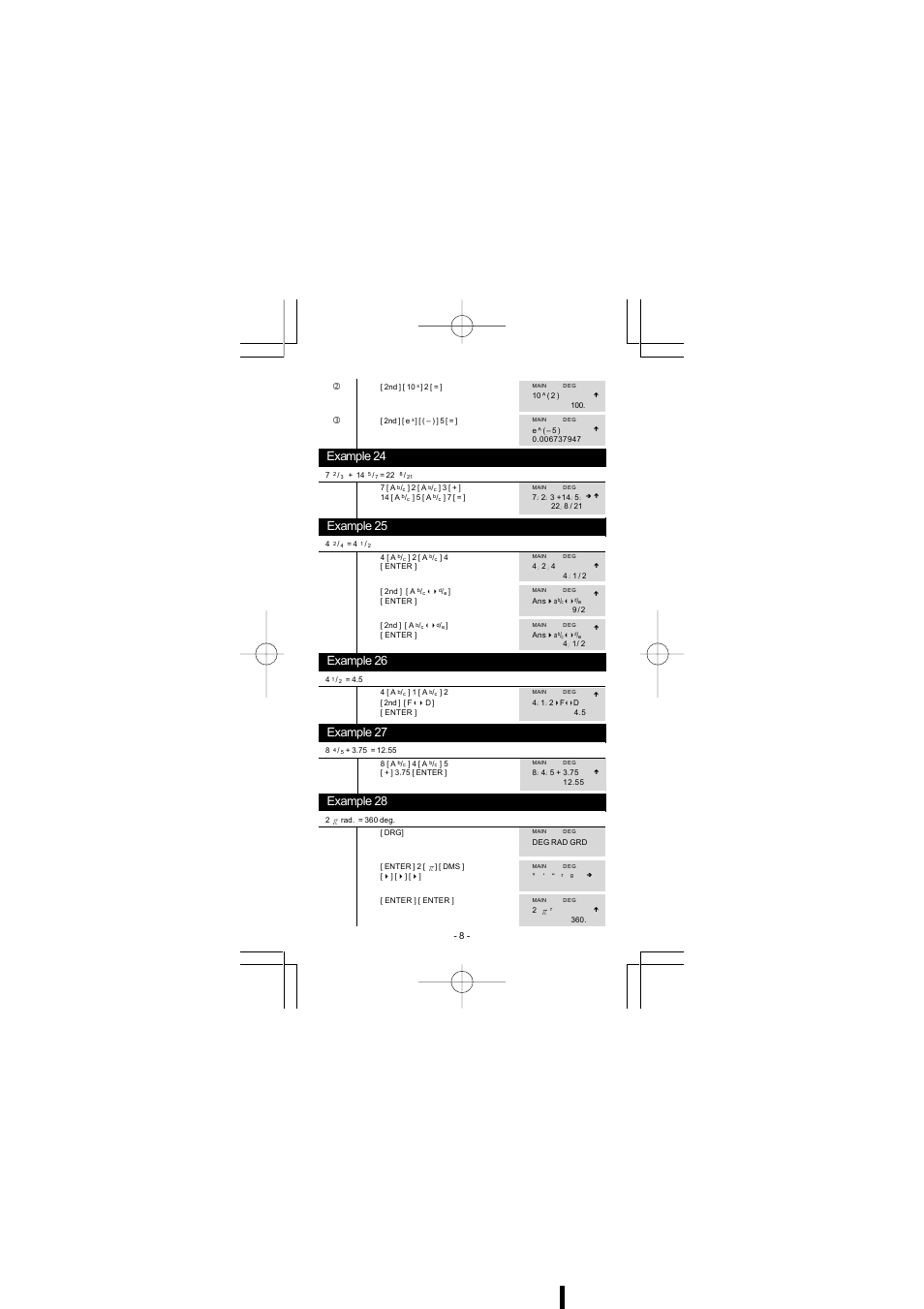 Example 24, Example 25, Example 26 | Example 27, Example 28 | CITIZEN SRP-280 User Manual | Page 188 / 200