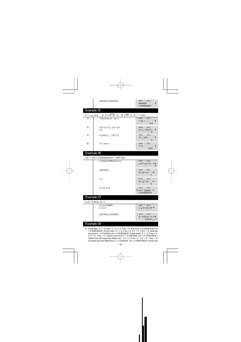 Example 35, Example 36, Example 37 | Example 38 | CITIZEN SRP-280 User Manual | Page 192 / 200