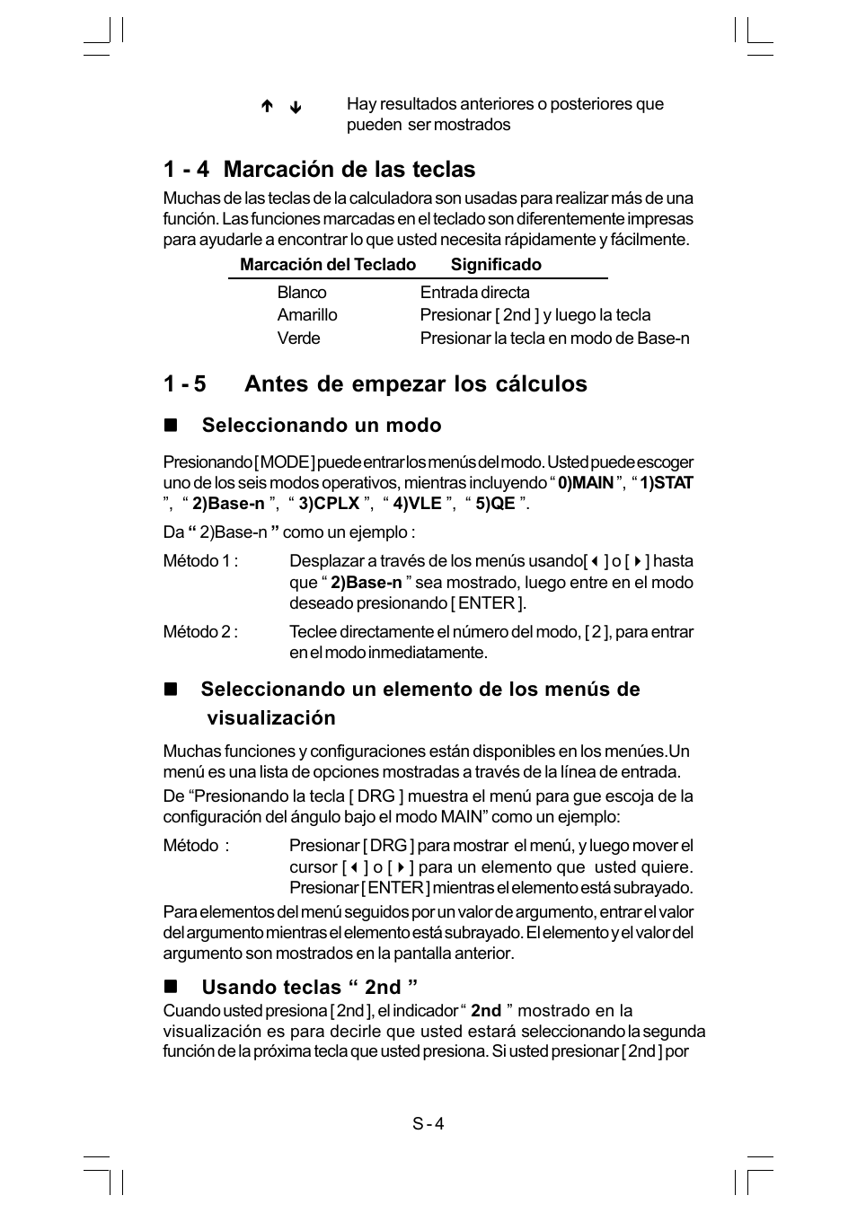 1 - 4 marcación de las teclas, 1 - 5 antes de empezar los cálculos | CITIZEN SRP-280 User Manual | Page 22 / 200