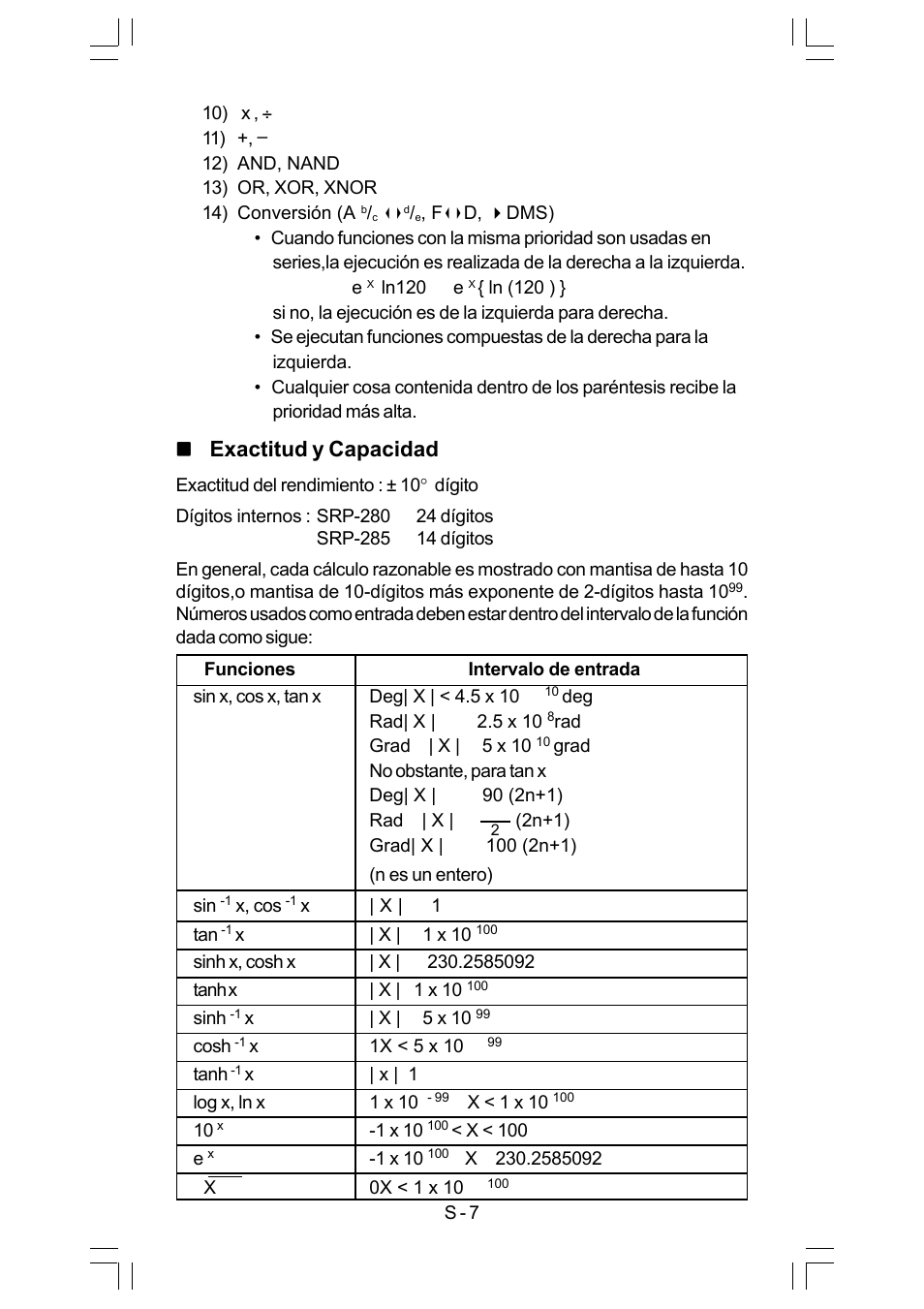 Exactitud y capacidad | CITIZEN SRP-280 User Manual | Page 25 / 200